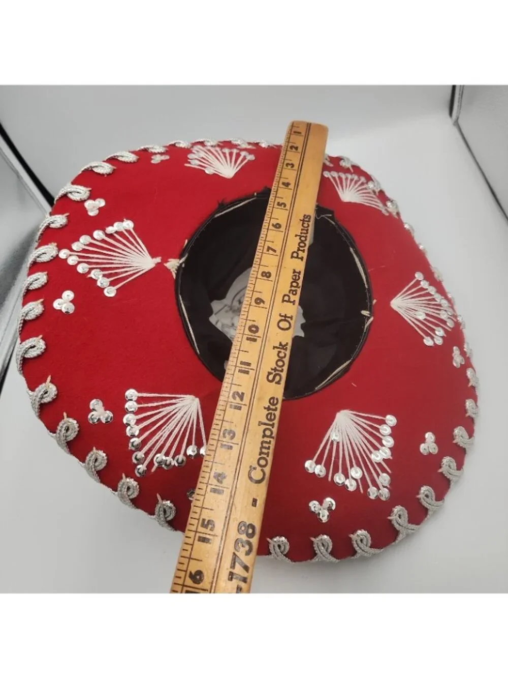 Vintage Child Size Red Sombrero Silver Horseshoes Pigalle  Mariachi Charro Hat